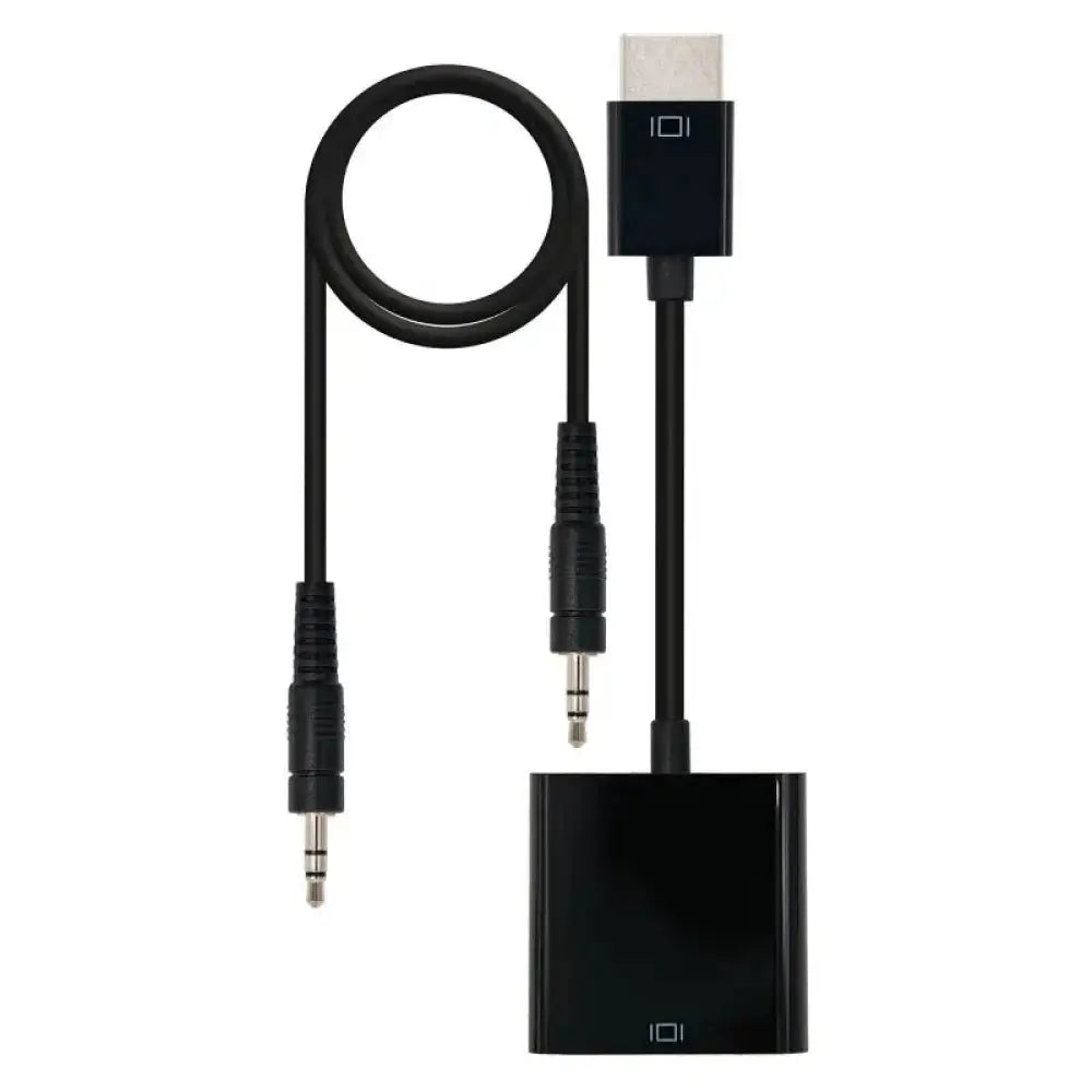 Cable conversor HDMI a SVGA con audio de la marca NANOCABLE, con conectores para transmisión de imagen y sonido.