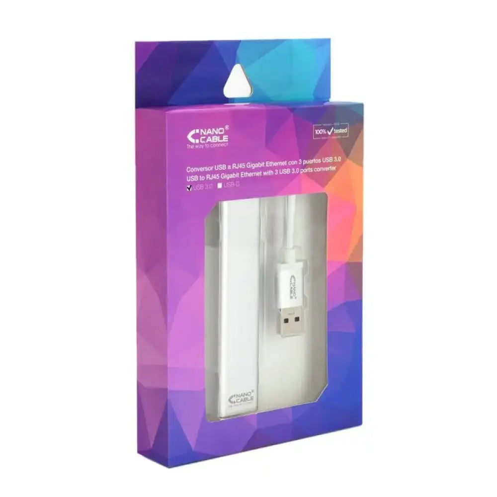 Nanocable Conversor USB 3.0 Ethernet + 3xUSB 3.0 - detalle