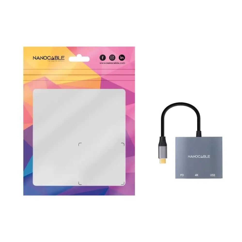 Nanocable Conversor USB-C a HDMI/USB3.0/PD 15 cm - detalle