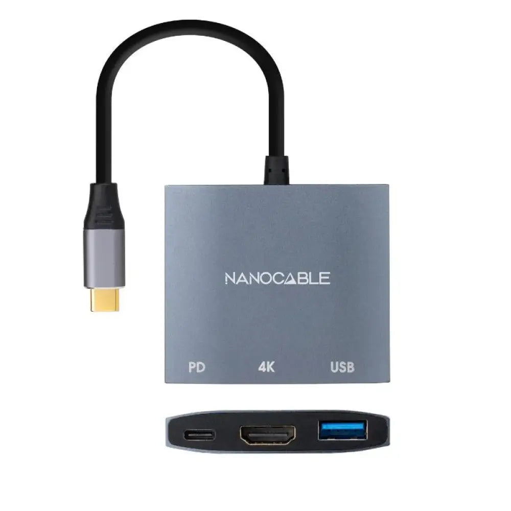 Nanocable Conversor USB-C a HDMI/USB3.0/PD 15 cm - detalle