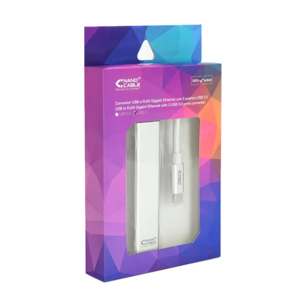 Nanocable Conversor USB-C Ethernet +3xUSB 3.0 - detalle