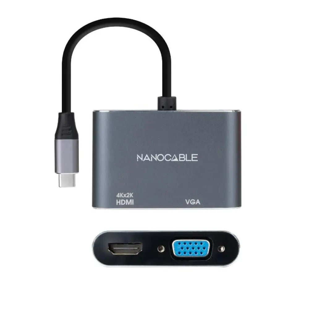 Nanocable Conversor USB-C/M a HDMI-VGA/H 15 cm - detalle