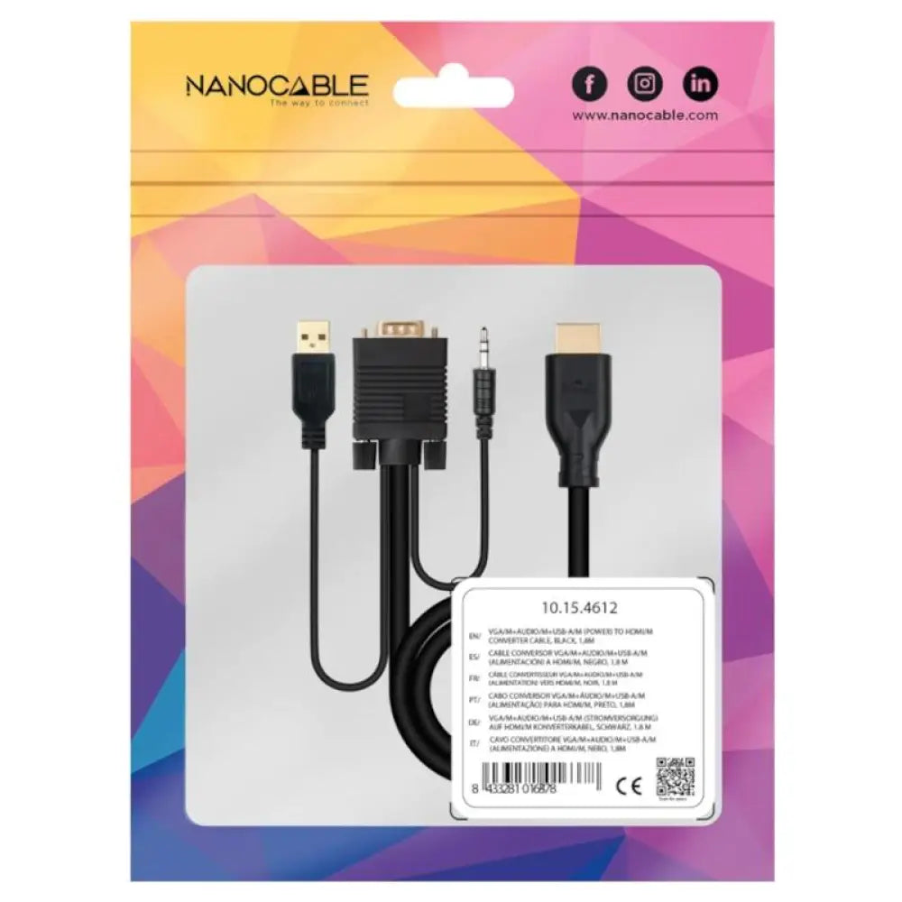 Nanocable Conversor VGA+Audio a HDMI M-M 1,8 m - detalle