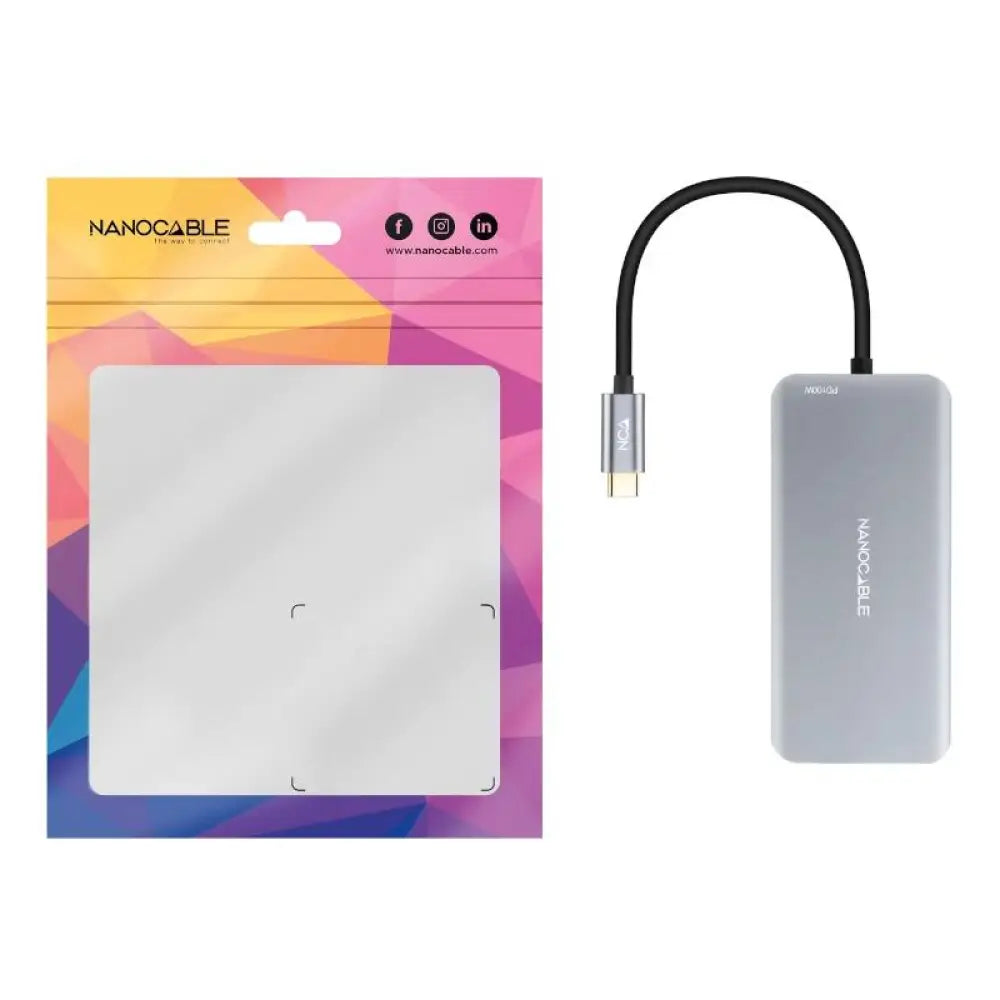 Nanocable Hub USB-C 3xUSB-A+2xHDMI+RJ45+TF+SD+PD - detalle
