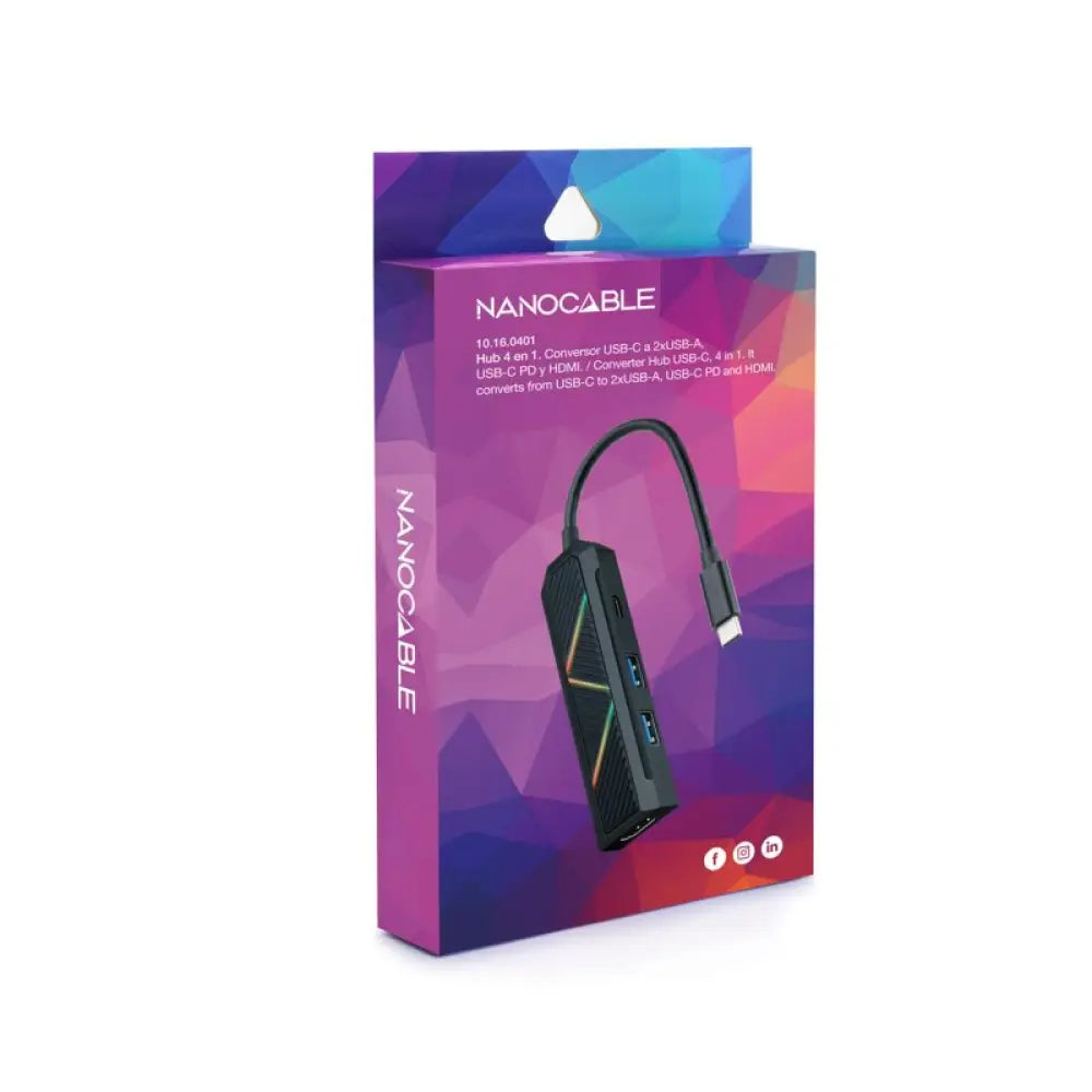 Nanocable Hub USB-C 4 en 1 USB-A+USB-C+HDMI - detalle