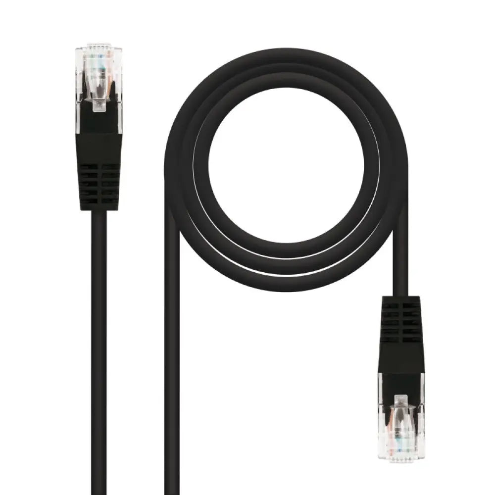 Cable de red Nanocable categoría 5 UTP negro de 2 metros, con conectores para redes, ideal para instalaciones de redes.