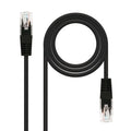 Cable de red Nanocable categoría 5 UTP negro de 2 metros, con conectores para redes, ideal para instalaciones de redes.