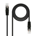 Cable de red Nanocable categoría 5E UTP negro de 5 metros, ideal para conexiones de red y herramientas de networking.