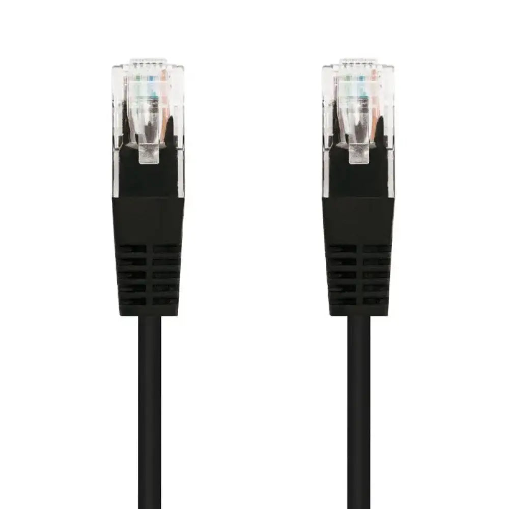 Latiguillo de red Nanocable Categoria 6 UTP de 2 metros en color negro, ideal para conexiones de red seguras y confiables.
