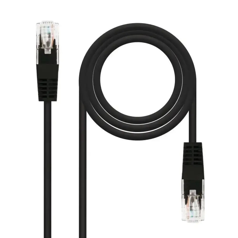 Latiguillo de red NANOCABLE categoría 6 UTP negro de 2 m para conexiones de red y herramientas de conectores.