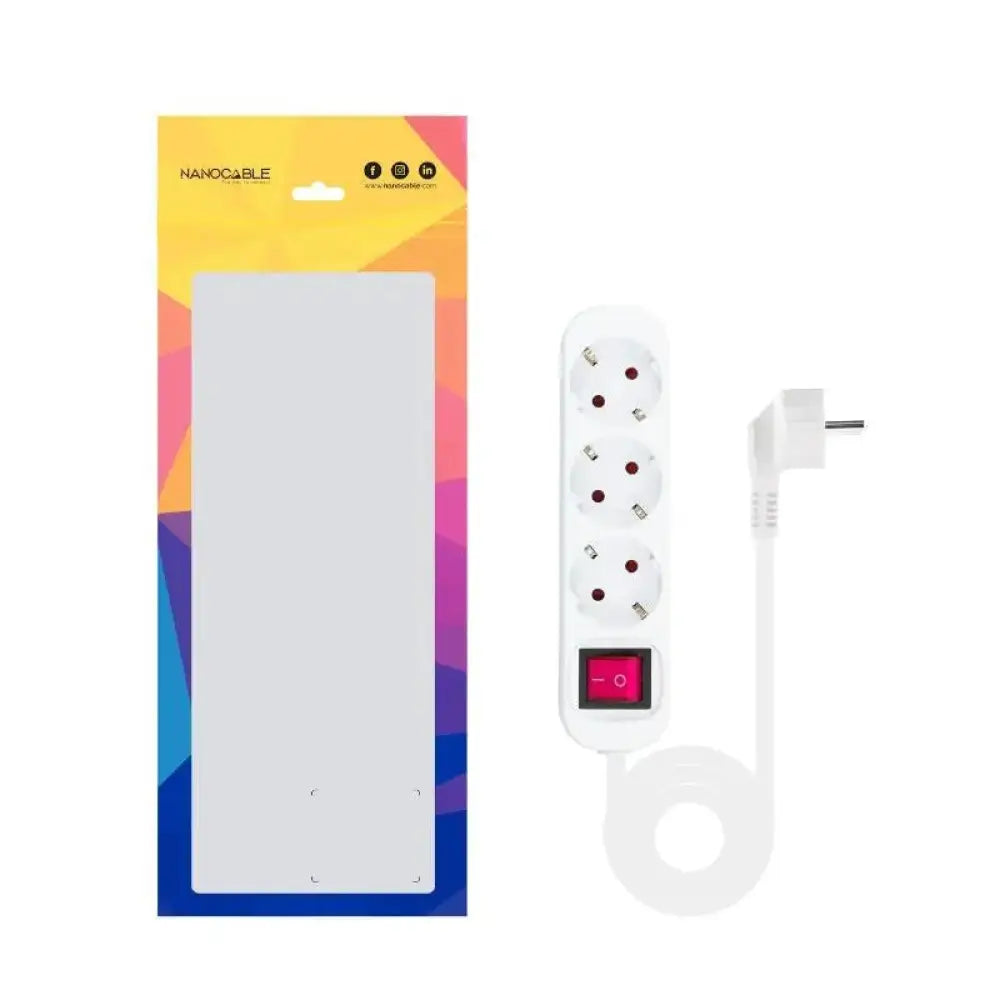 Nanocable Regleta 3 Tomas Interruptor Blanco - detalle
