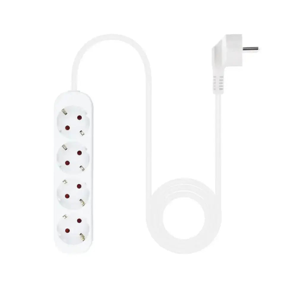 Regleta de enchufes NANOCABLE con 4 tomas, cable de 1.4 m, en color blanco, diseñada para conectar múltiples dispositivos.