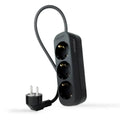 Regleta de enchufes NANOCABLE con 4 tomas y cable de 1.4 m en color negro, diseñada para conectar múltiples dispositivos.