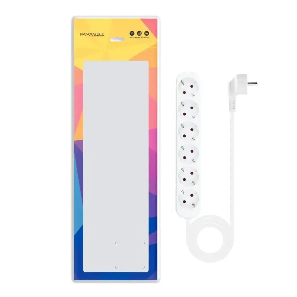 Nanocable Regleta de Enchufes 6 Tomas 1.4 m Blanco - detalle