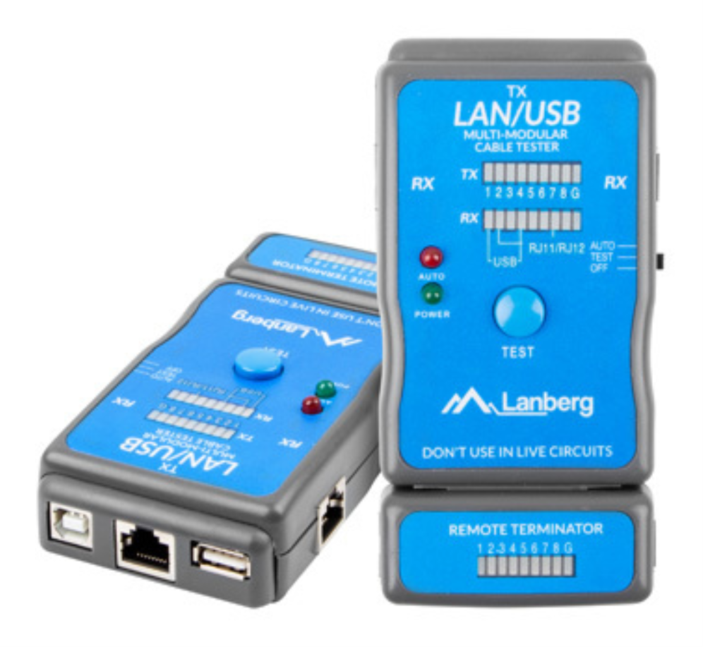 NETWORK TESTER LANBERG RJ45/RJ11/USB - detalle
