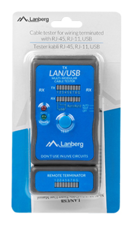 NETWORK TESTER LANBERG RJ45/RJ11/USB - detalle