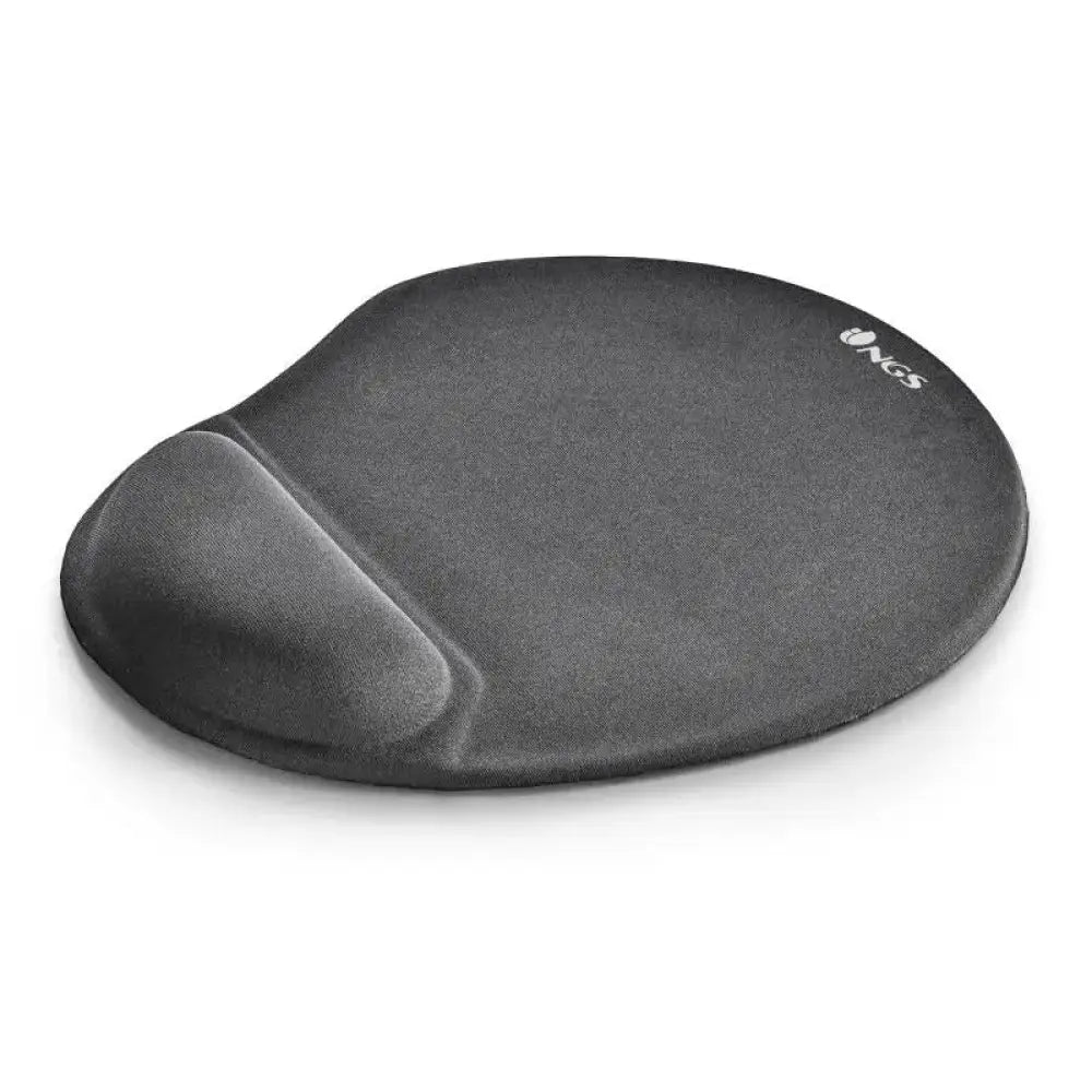 Alfombrilla ergonómica con soporte de gel de la marca NGS para cables y accesorios de PC, cómoda y flexible para uso diario.