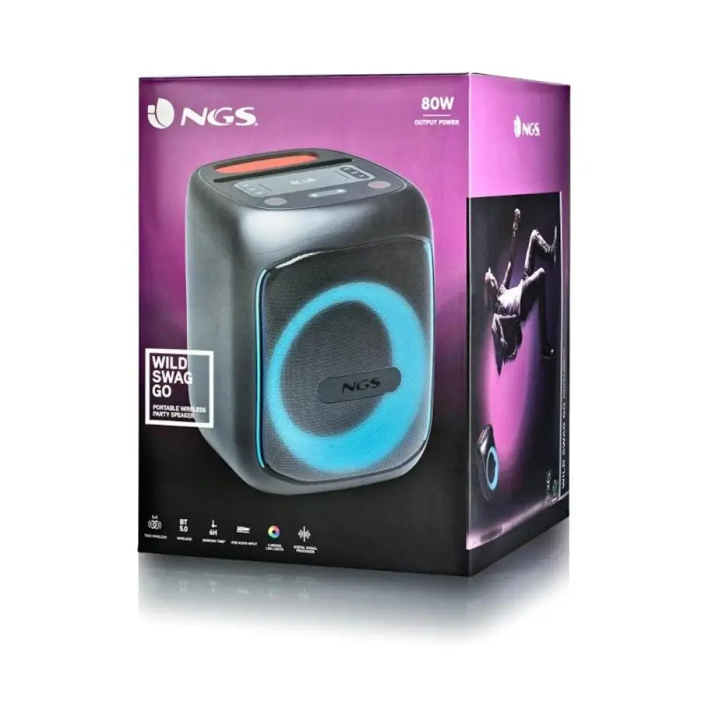 NGS ALTAVOZ PORTATIL BT-TWS-80W BAT-USB-AUXIN-TF - detalle