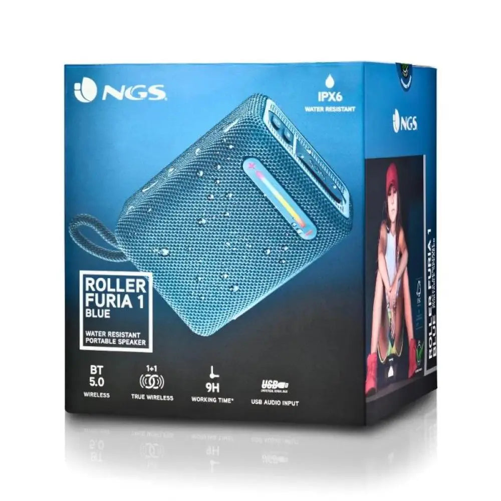 NGS Altavoz Rollerfuria1 BT RGB IPX6 Azul 15W - detalle