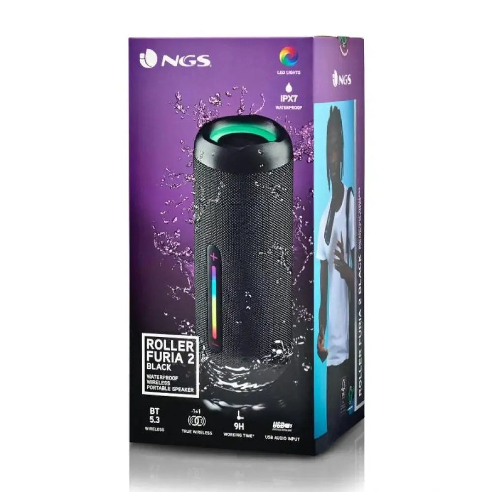 NGS Altavoz RollerFuria2 BT Rgb IP67 Negro 30W - detalle