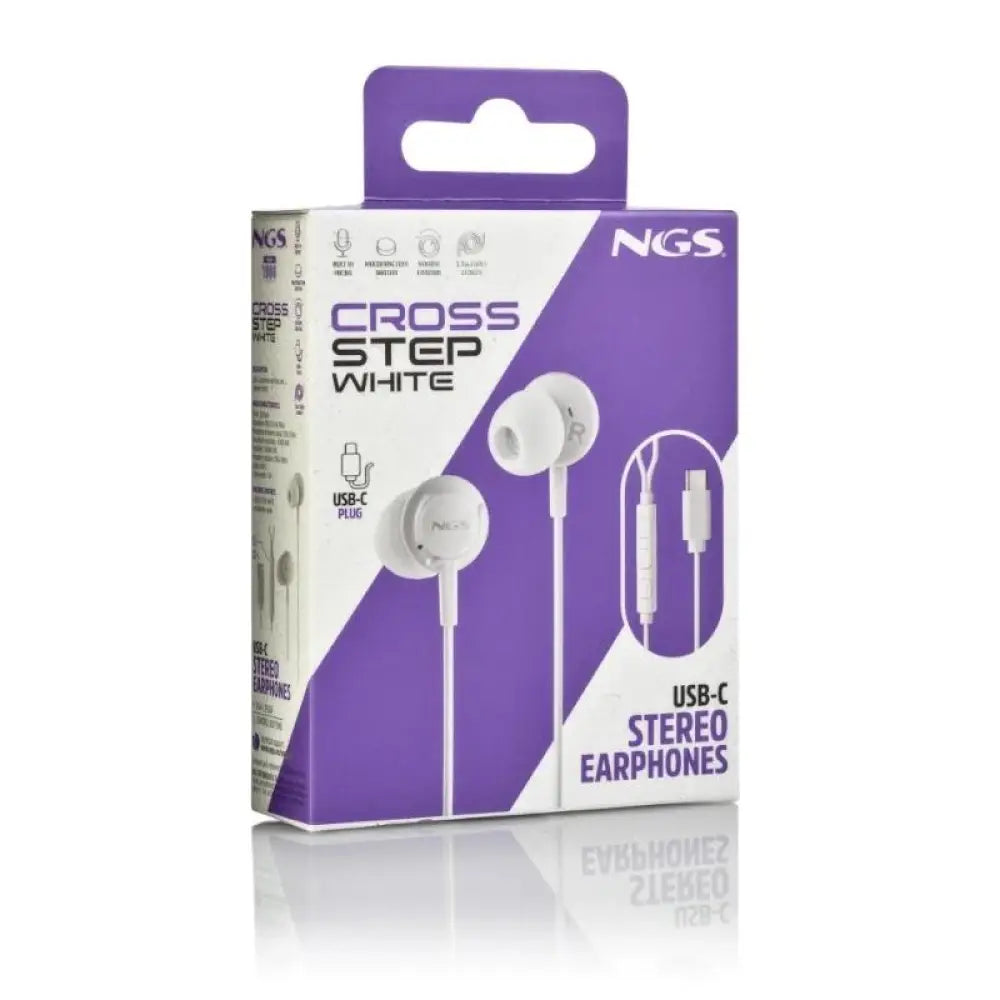 NGS Auricular Blanco Estéreo USB-C con cable - detalle