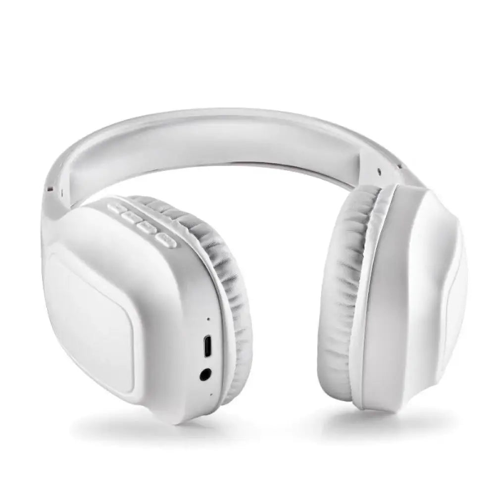 Auriculares NGS supraaurales con micrófono inalámbrico en color blanco, ideales para gaming y llamadas.