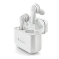 Auriculares NGS ARTICABLOOMWHITE con micrófono, diseño en color blanco, visibles en la imagen con cable y diadema ajustable.