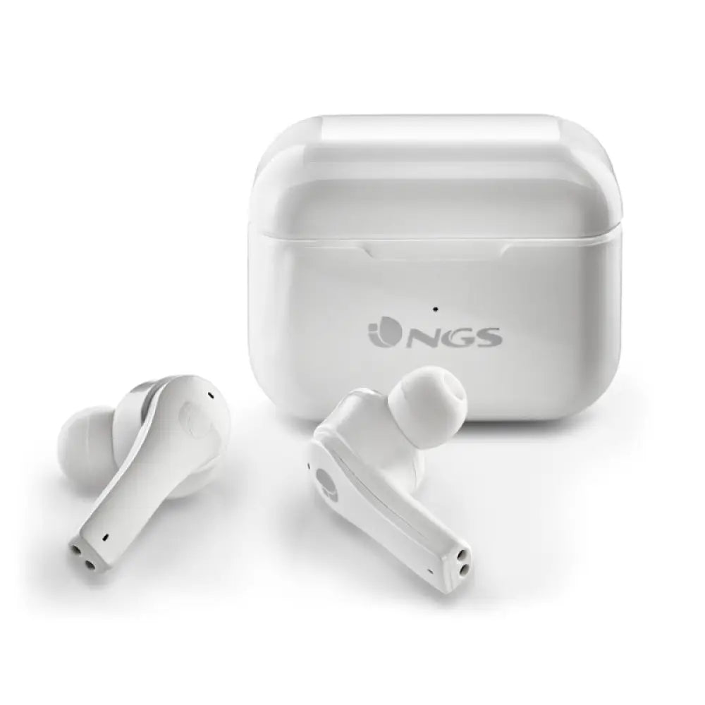 Auriculares NGS ARTICABLOOMWHITETRUE con micrófono blanco, diseño ergonómico y cable, ideales para llamadas y audio de calidad