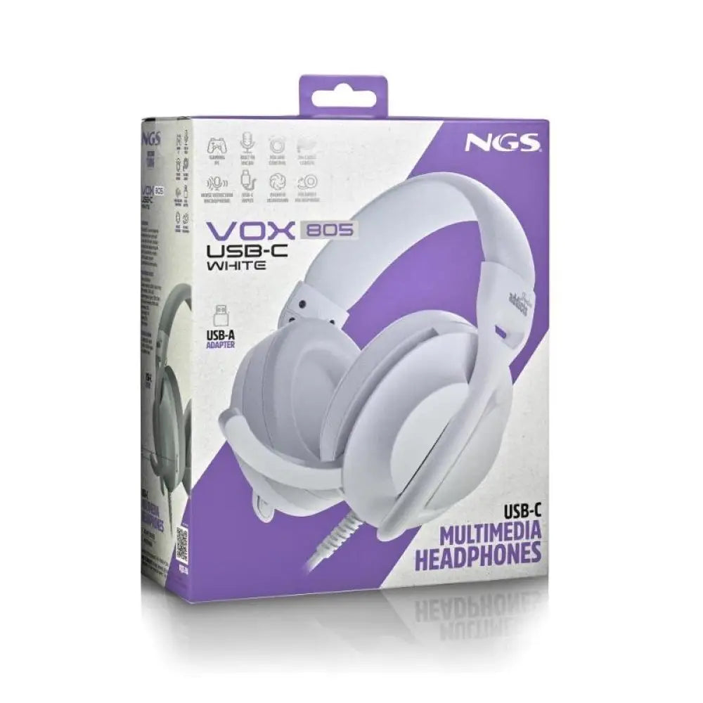 NGS Auriculares cable USB-C Control Vol. Blanco - detalle