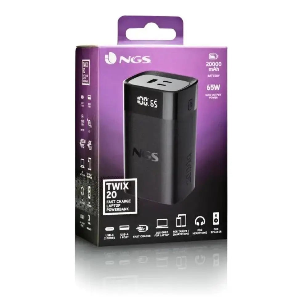 NGS BATERIA EXTERNA PORTATIL CARGA RAPIDA 65W - detalle