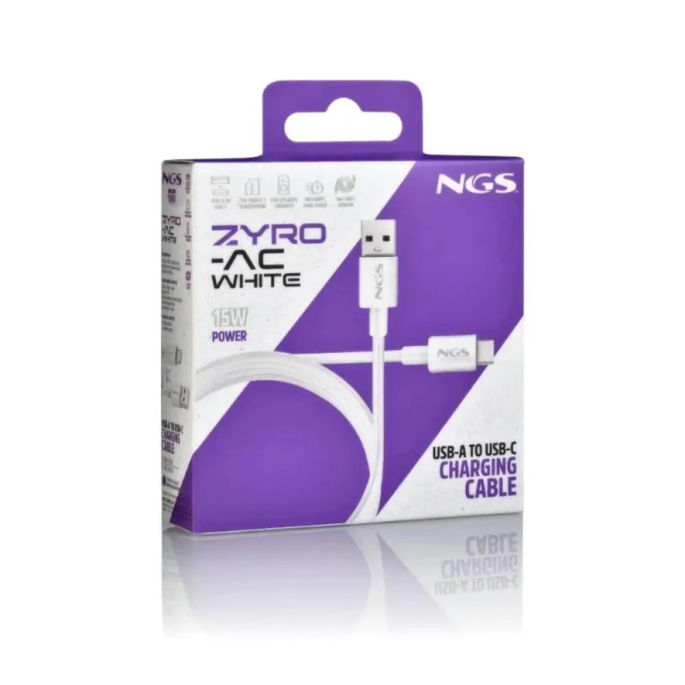 NGS CABLE CARGA RAPIDA USB-A A USB-C 1M BLANCO - detalle