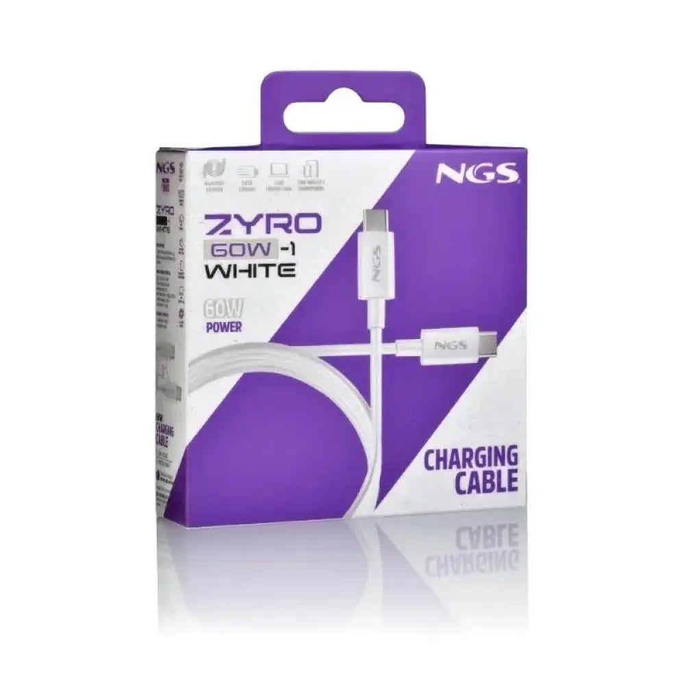 NGS CABLE CARGA RAPIDA USB-C A USB-C 1M BLANCO - detalle