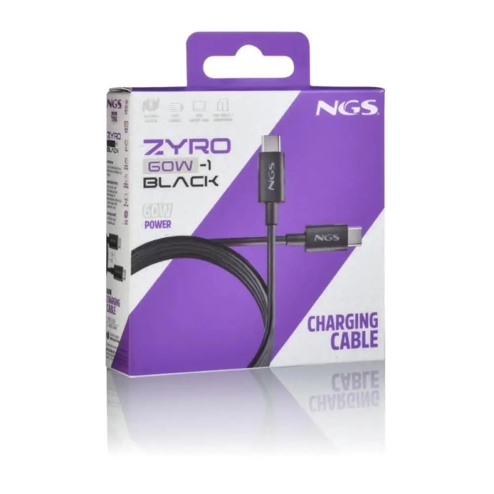 NGS CABLE CARGA RAPIDA USB-C A USB-C 1M NEGRO - detalle