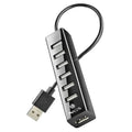 Hub USB NGS de 7 puertos 2.0 con adaptador de corriente, dispositivo compacto y funcional para conectar múltiples dispositivos USB.