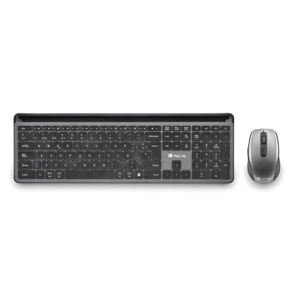 Teclado y ratón inalámbricos NGS Eclipse Multi recargables, con diseño moderno y funcional para uso en escritorio.