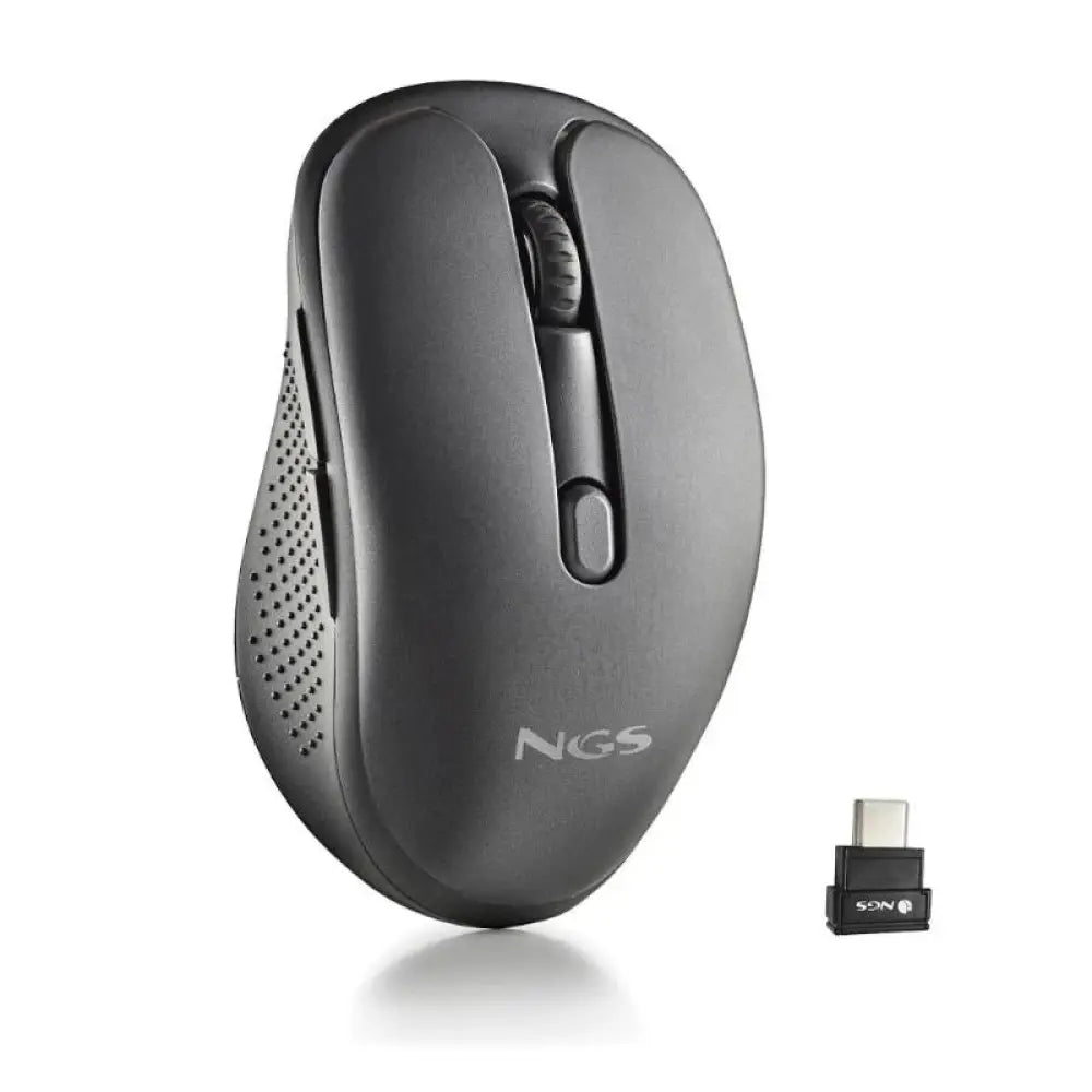 Ratón inalámbrico NGS Evomix láser multimodo recargable, con diseño ergonómico y botones laterales.