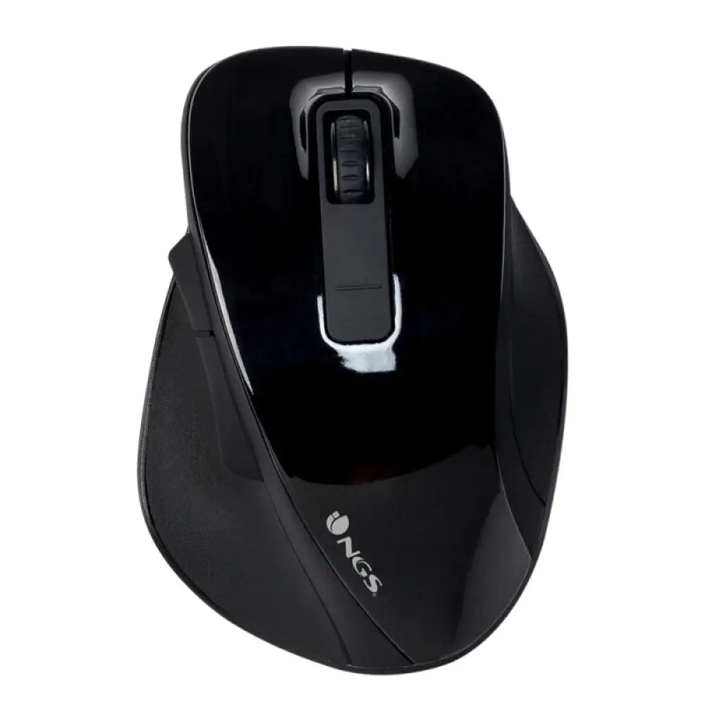 Ratón inalámbrico NGS BOWBLACK con tecnología 2.4 GHz y resolución de 16000 DPI, en color negro.