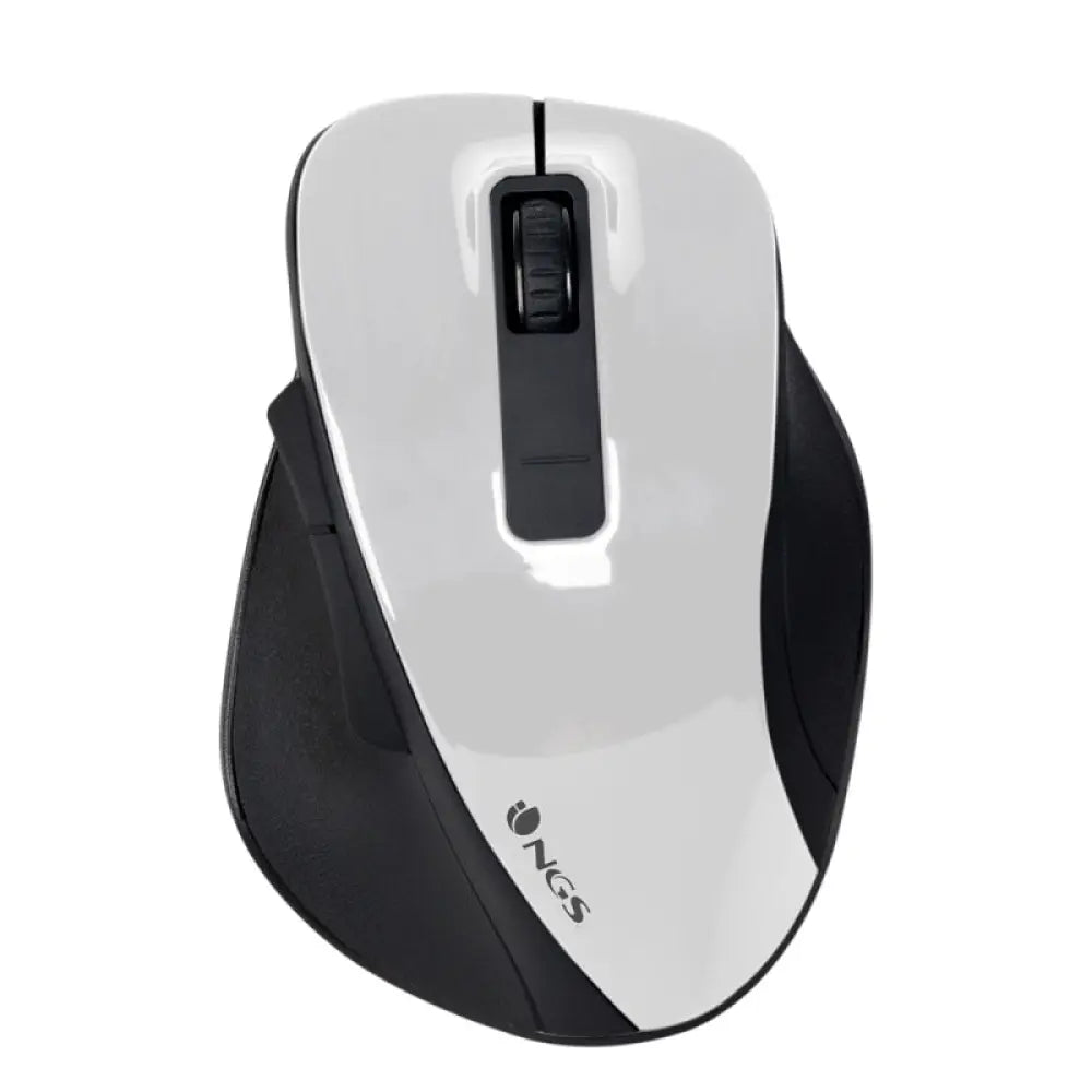Ratón inalámbrico NGS Bowwhite 2.4 GHz con 16000 DPI, diseño en color blanco y botones ergonómicos para uso cómodo.