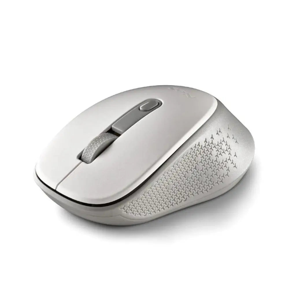 Ratón inalámbrico NGS en color blanco con sensibilidad ajustable de 800 y 1600 DPI, diseño ergonómico y conectividad inalámbrica.