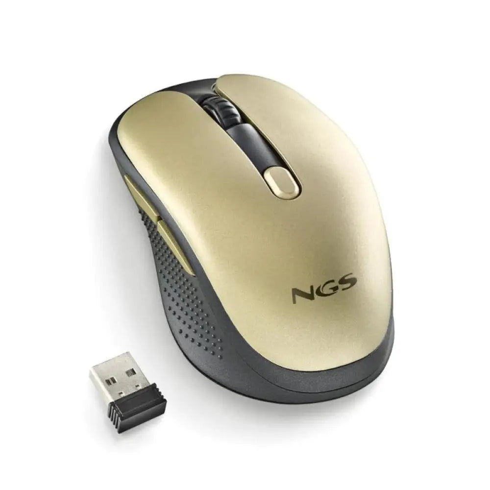 NGS Raton Inalambrico Recargable Silencioso Dorado - detalle