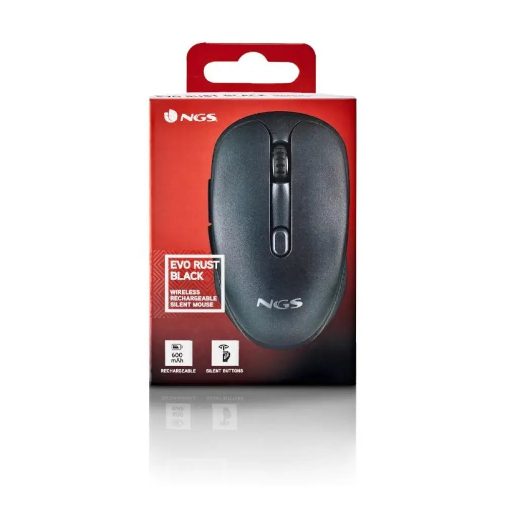NGS Raton Inalambrico Recargable Silencioso Negro - detalle