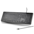 Teclado USB NGS Spectra ultra delgado y silencioso, con conexión USB-A, en color negro.