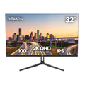 Monitor LED NILOX NXM322K1001 de 32 pulgadas con pantalla IPS, resolución 2K, 100Hz, puertos HDMI y DP.