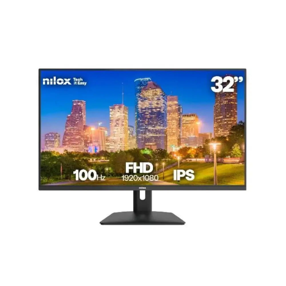 Monitor LED NILOX NXM32FHD1001 de 32 pulgadas con pantalla IPS, 100Hz, puertos HDMI y VGA, pantalla clara y brillante