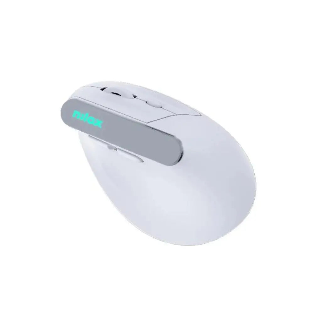 Ratón inalámbrico NILOX Wir Vertical con diseño ergonómico blanco y sensibilidad de 1600 DPI para uso cómodo y silencioso.