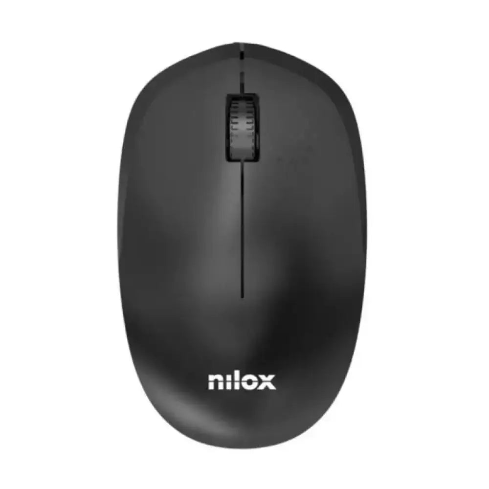 Ratón inalámbrico NILOX negro con 1000 DPI y 3 botones, diseñado para uso cómodo y preciso en computadoras.