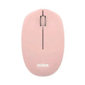 Ratón inalámbrico NILOX en color rosa con 1000 DPI y 3 botones, vista desde arriba mostrando su diseño compacto