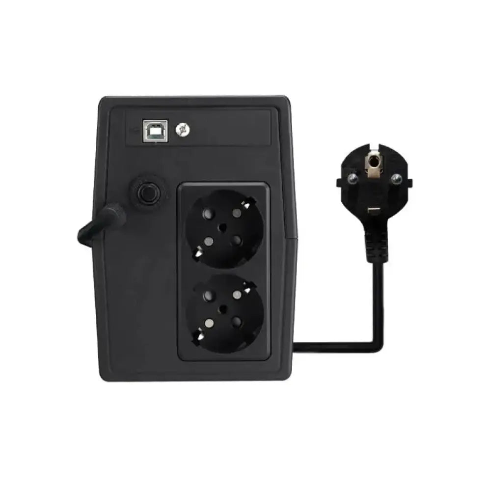 SAI NILOX SAI PREMIUM LINE INT 1200VA en modo de respaldo con pantalla y cables conectados.