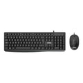 Teclado y ratón USB NILOX en color negro, diseño compacto y ergonómico para uso en computadoras y laptops.