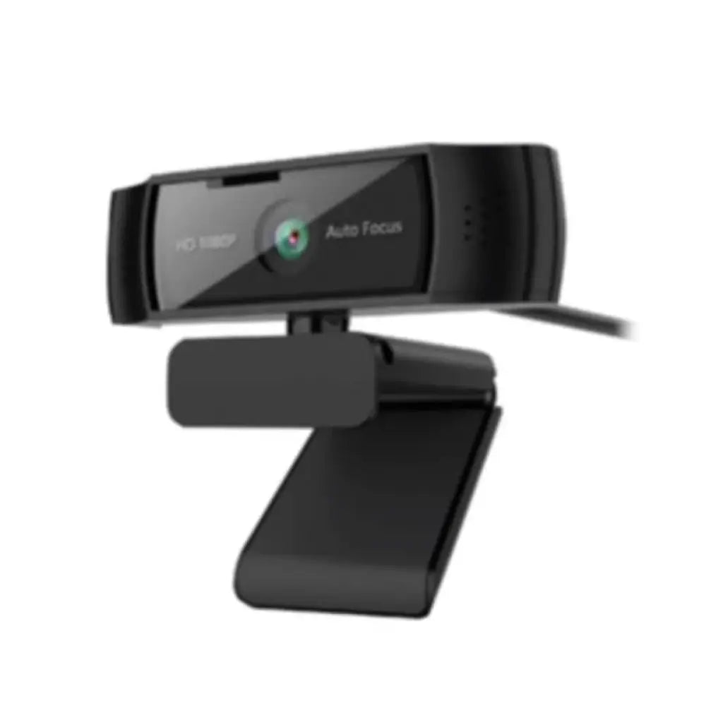 Cámara web NILOX 1080-2K con interpolación automática, vista frontal con lente y micrófono integrado.